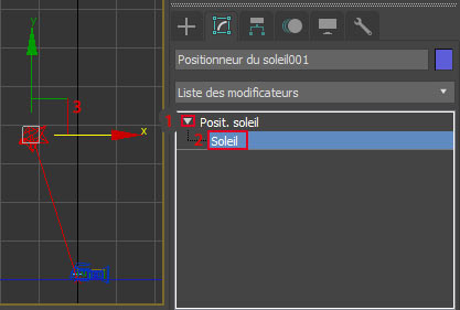 Fig. 8 - Accès au sous-objet soleil pour le positionner