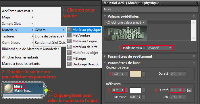 Ajout d'un matériau physique et réglages